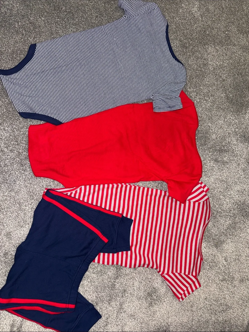 Carters Baby 3-Piece Red & Navy Bodysuit and Shorts Set
